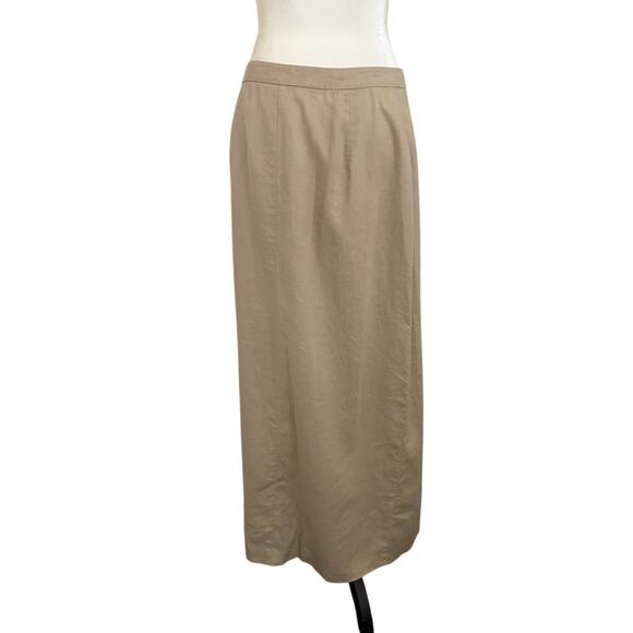 Laura Ashley Vintage wrap linen tan lightweight midi skirt size 10 - Picture 1 of 5